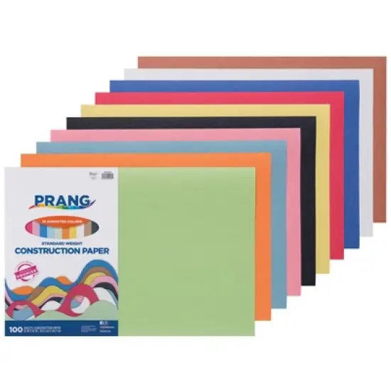 Prang&reg; Construction Paper, Standard Weight, 10 Assorted Colors, 12" x 18", 100 Sheets image {1}