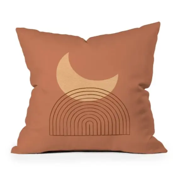 Deny Designs Moonlight Mountain Square Outdoor Throw Pillow Orange image {6}