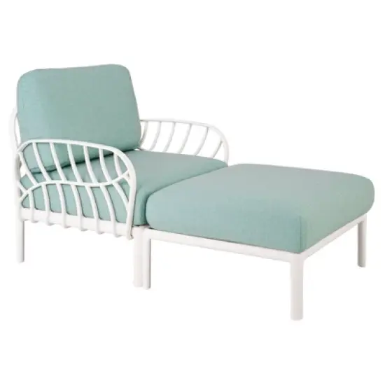 Laurel Outdoor Chaise Lounge with Cushion - White/Seafoam - Lagoon image {4}