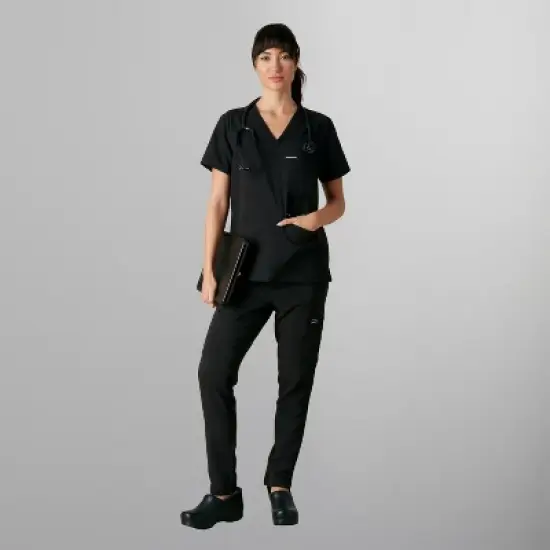 Members Only Palermo V-Neck Scrub Top for Women With Zipper Pocket image {4}