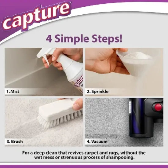 Capture Carpet Cleaner Kit, Carpet Cleaner Solution, With Dry Powder, Pre-Mist & Brush, Fresh scent - 250 sq. ft. Coverage image {1}