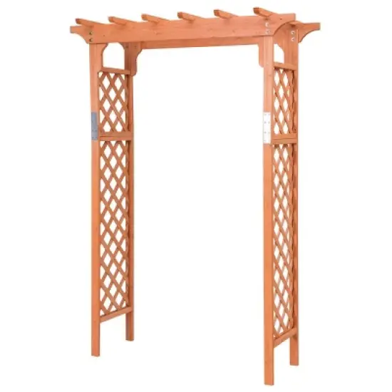 Costway Arbor Over 7FT High Wooden Garden Arch Trellis Pergola Outdoor Patio Plant image {3}