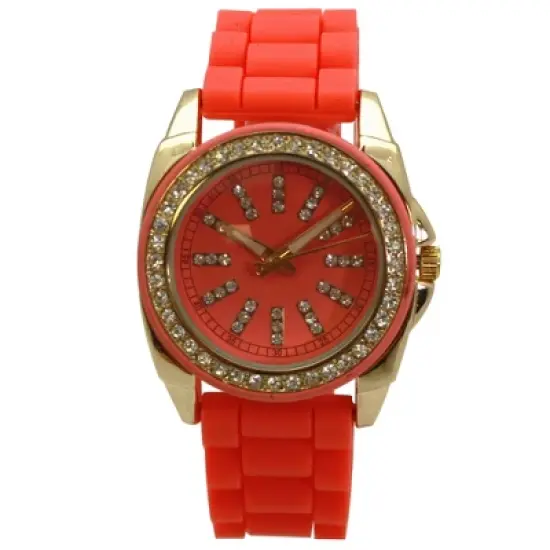 Olivia Pratt Bright Silicone Band with Rhinestones Numeral Women Watch image {5}