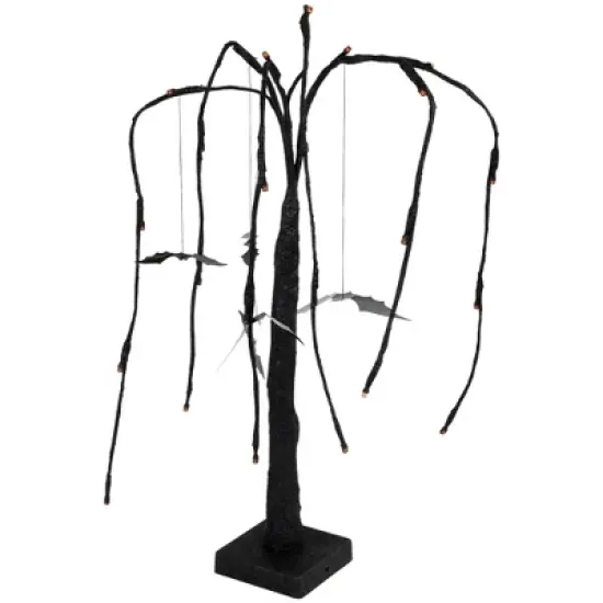 Northlight Pre-Lit Glittered Halloween Willow Tree with Bats - 24" - LED Orange Lights image {3}