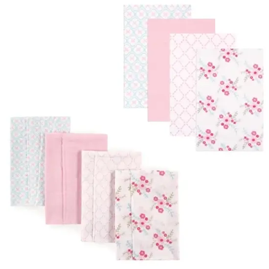 Luvable Friends Infant Girl Cotton Flannel Burp Cloths and Receiving Blankets, 8-Piece, Floral, One Size image {1}