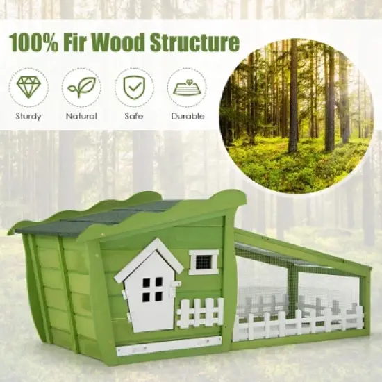 Costway 62'' Wooden Rabbit Hutch Indoor Outdoor Rabbit Cage Bunny House w/ Pull Out Tray image {7}