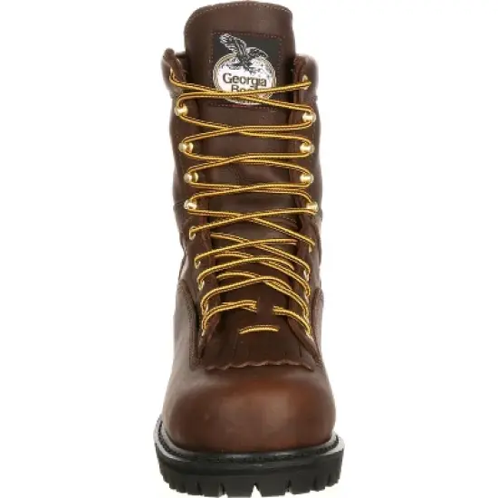 Men's Brown Georgia Boot Lace-to-Toe Steel Toe Waterproof Work Boot Size 12(Wide) image {2}