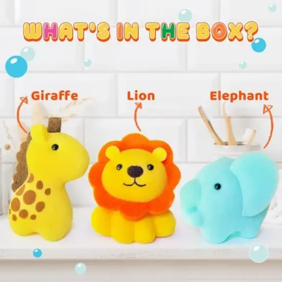 Spongentle Baby Bath Sponge Set - Animal Kingdom - 3 pk image {2}