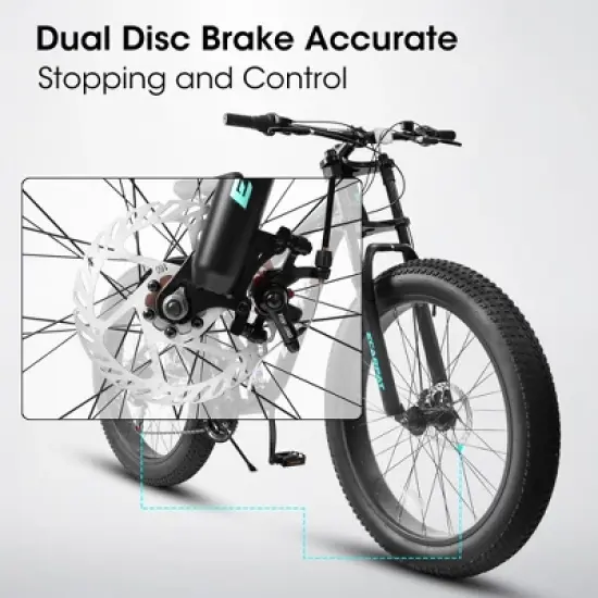 YONWAY 26 inch Mountain Bike,Full-Suspension 21 Speeds Drivetrain with Disc-Brake MTB Bicycle, 26*4" Fat tire Bike for Men image {6}