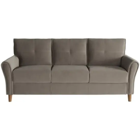 Dunleith Modern Contemporary Velvet Tufted Sofa in Brown and Walnut - Lexicon image {1}