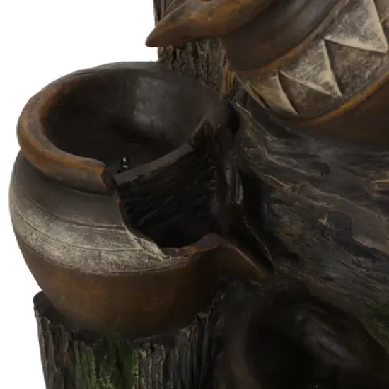 NAYSAYE Fountain Three Tier Stacked Jar Design with Cascading Water for Garden Patio Outdoor, Brown and Gray, 11.25"*8"*19.75" image {3}