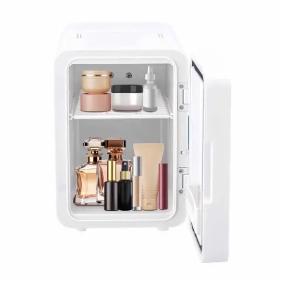 Frigidaire Gallery 9 Can Beauty Lighted Mirror Fridge - White: Countertop Beverage Refrigerator, Thermoelectric Cooling image {7}