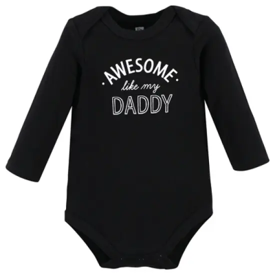 Hudson Baby Infant Boy Cotton Long-Sleeve Bodysuits, Mom Dad Moon Back image {4}