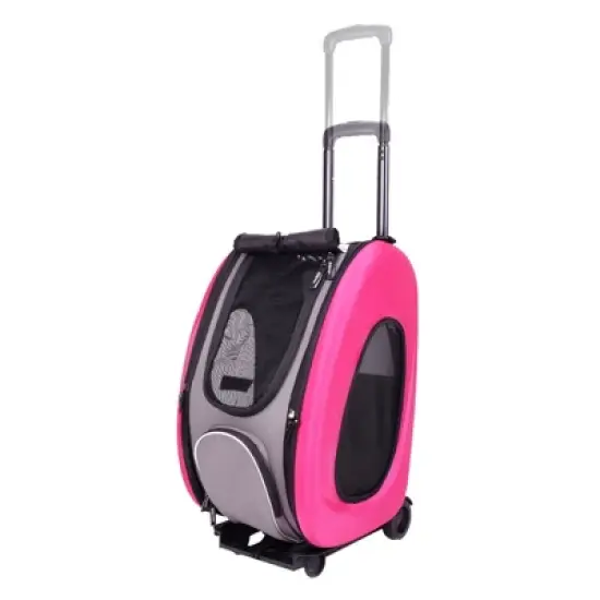 Ibiyaya Compact Multifunctional 5-in-1 EVA Convertible Foldable Small Pet Carrier/Stroller Combo System for Dog or Cat up to 16 Pounds, Pink image {2}