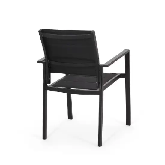 Christopher Knight Home 2pc Wilbur Mesh and Aluminum Outdoor Dining Chairs  Black image {6}