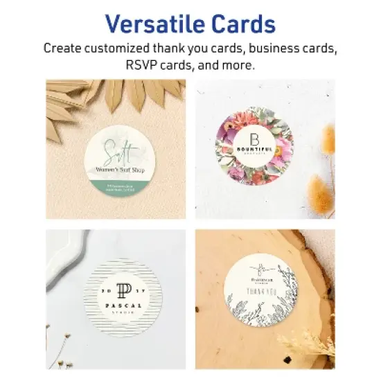 Avery Printable Round Cards, 3" Diameter, Matte Ivory, 60ct image {2}