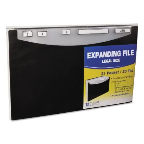 C-Line 21-Pocket Stand-Up Design Expanding File 12" Exp Legal 15 x 9 1/4 Black 48221 image {2}