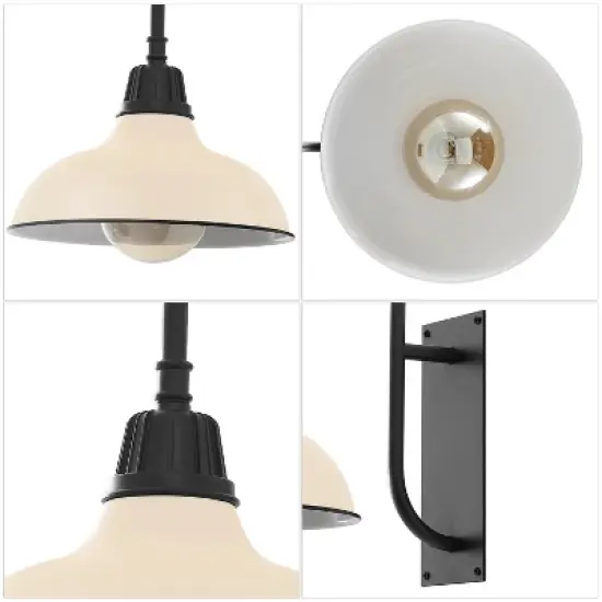 JONATHAN Y Stanley Farmhouse Industrial Indoor/Outdoor Iron LED Gooseneck Arm Outdoor Sconce image {5}