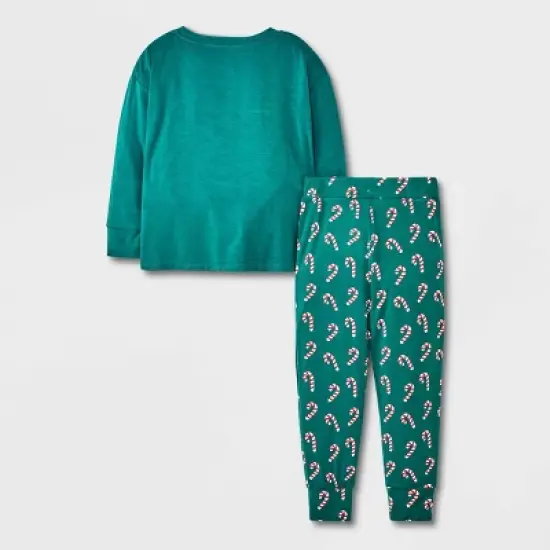 Elle Olivia Toddler Girls' 2pc Candy Cane Pajama Set - Green image {1}