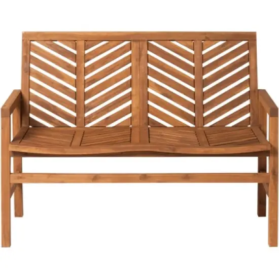 Slatted Chevron Acacia Wood Patio Loveseat &ndash; Saracina Home image {2}