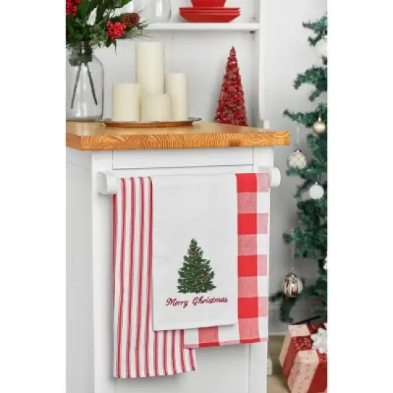 C&F Home "Merry Christmas" Embroidered Cotton Waffle Weave Kitchen Dishtowel image {3}
