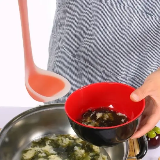 Unique Bargains Silicone Heat Resistant Ergonomic Handle Non-Stick Soup Kitchen Spoon 8.3 Inch 1 Pc image {4}