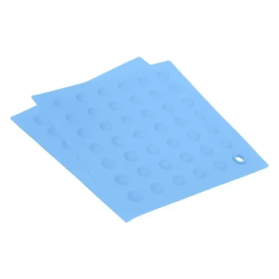 Unique Bargains Silicone Heat Resistant Non-slip Flexible Trivet Mat Light Blue 2 Pcs image {3}