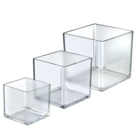 Azar Displays 4", 5", 6" Deluxe Clear Acrylic Square Cube Bin Set for Counter image {2}
