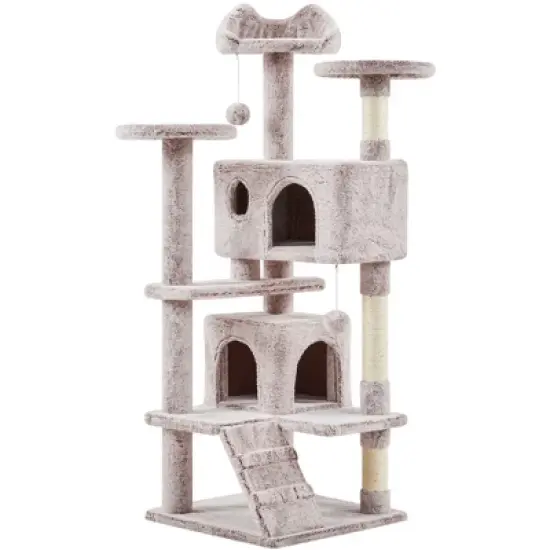 Yaheetech 54"H Cat Tree with 2 Condos for Kittens Small Cats image {16}