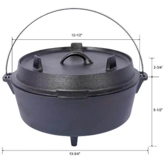 pre-Seasoned Cast Iron Dutch Oven With Skillet Lid, Outdoor Camping Deep Pot for Camping Fireplace Cooking BBQ Baking Campfire, Leg Base,6 Quart image {15}