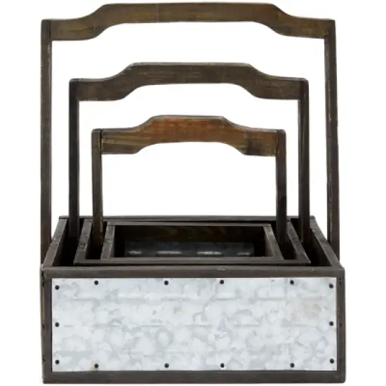 Farmlyn Creek 3 Packs Galvanized Metal Planter Box with Handle for Garden and Farmhouse D&eacute;cor, 3 Sizes image {3}