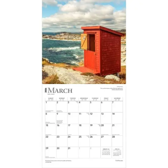 BrownTrout Outhouses 2026 12"x24" Hanging Square Wall Calendar Plastic-Free image {2}