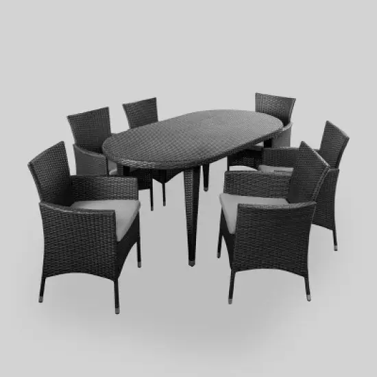 Vincent 7pc Wicker Patio Dining Set - Christopher Knight Home image {1}