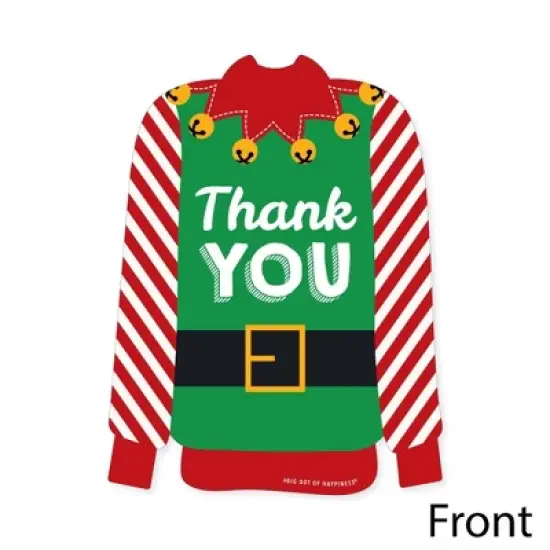 Big Dot of Happiness Ugly Sweater - Shaped Thank You Cards - Holiday and Christmas Party Shaped Thank You Cards with Envelopes - Set of 12 image {2}