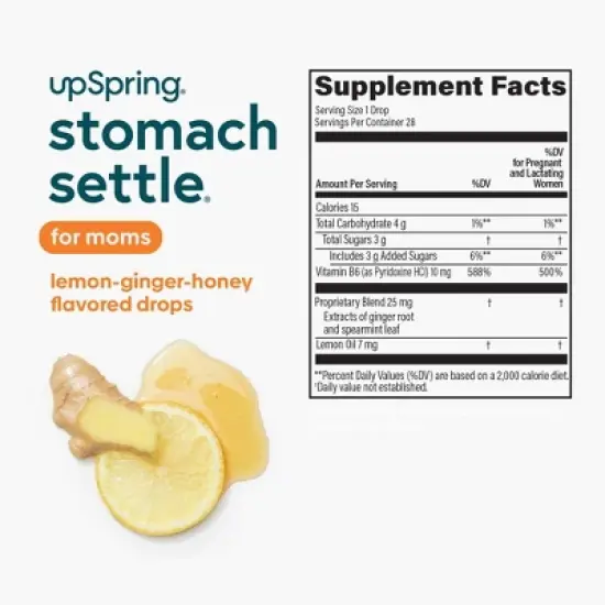 UpSpring Stomach Settle Morning Sickness Drops - Lemon Ginger Honey - 28ct image {6}
