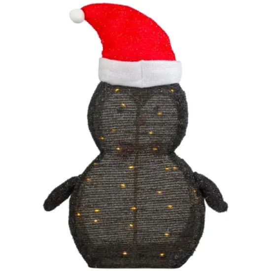 Northlight 28" LED Lighted Tinsel Penguin in Santa Hat Outdoor Christmas Decoration image {5}