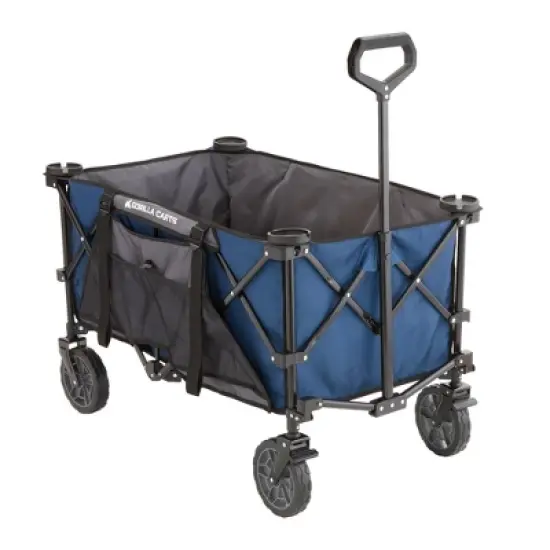 Gorilla Carts Feet Foldable Collapsible Durable All Terrain Utility Pull Beach Wagon with Oversized Bed and Built In Cup Holders image {7}