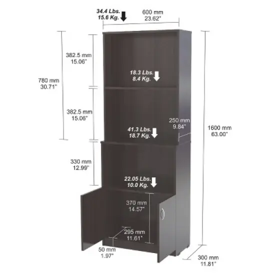63" Bookcase Espresso - Inval image {4}