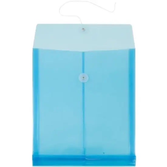 JAM Paper 9 3/4'' x 11 3/4'' 12pk Plastic Envelopes with Button and String Tie Closure, Letter Open End image {1}