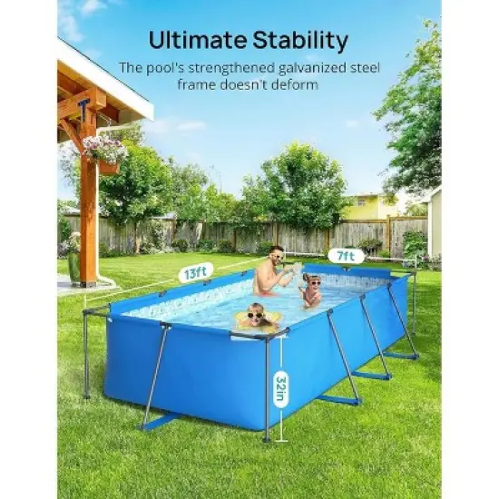 Evajoy EJ-HF047 Rectangular Metal Framed Swimming Pool Set 13ft x 7ft x 32in image {2}