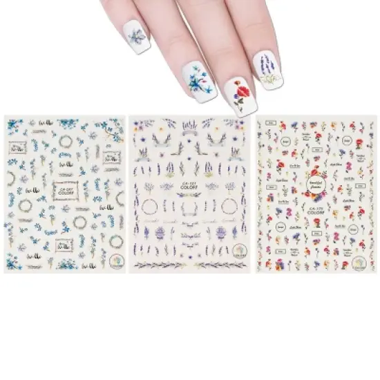 Wrapables 3 Sheets Lavender Blossoms Floral Nail Art Lavender Blossoms Floral Nail Stickers image {5}