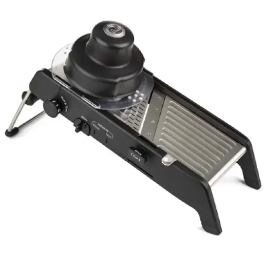 PL8 Professional Mandoline Black: Stainless Steel & ABS Vegetable Slicer, 4 Blades, Dishwasher-Safe image {5}