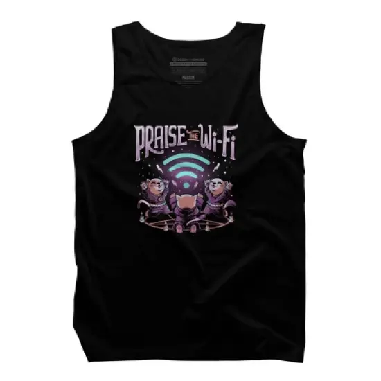 Men's Design By Humans Praise the Wifi Funny Evil Worship Cats By EduEly Tank Top image {4}