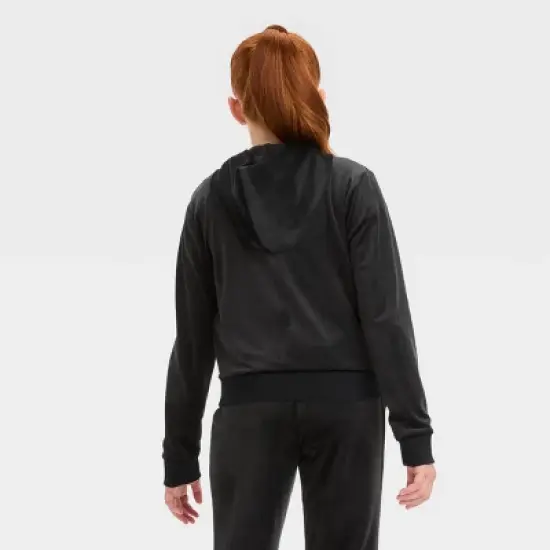 Girls' Velour Cropped Zip-Up Sweatshirt - art class&trade; image {1}