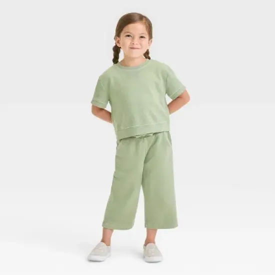 Toddler Girls' Crop Pants Set - Cat & Jack&trade; Olive Green image {2}