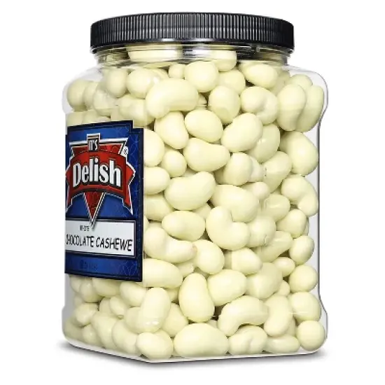 White Chocolate Covered Cashews by It's Delish, 3 LBS Jumbo Container image {2}