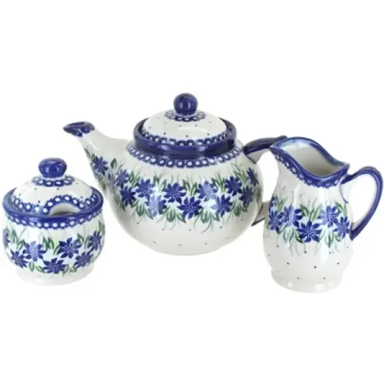 Blue Rose Polish Pottery 1700 Vena 3 Piece Tea Set image {14}