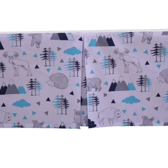 Bacati - Woodlands Aqua/Navy/Gray Boys Cotton Crib/Toddler Boys Cotton Crib Skirt image {2}