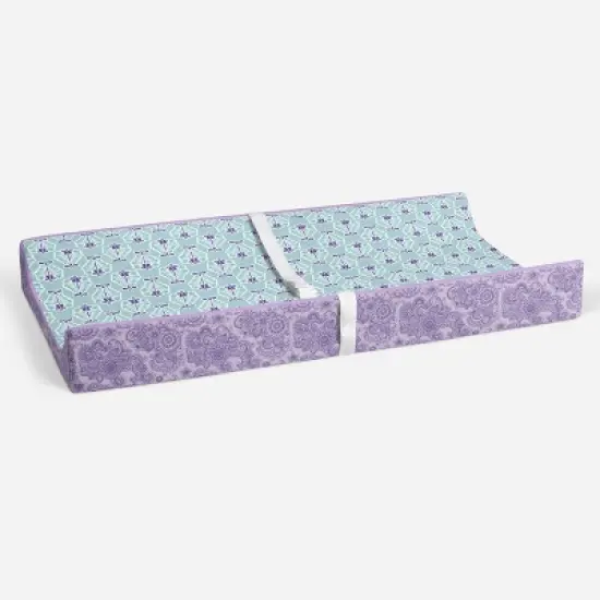 Bacati - Isabella Paisley Aqua/Lilac/Purple Floret Changing Pad Cover image {3}