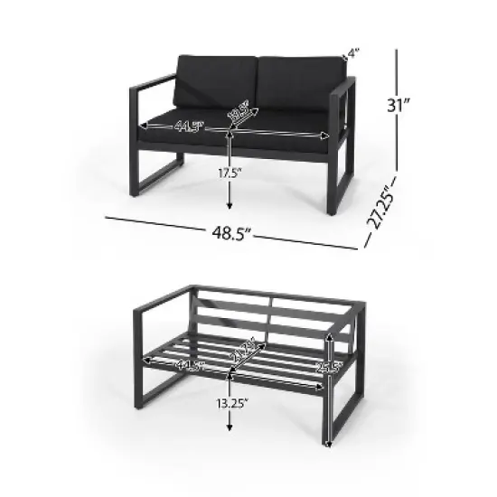 FIONECA 4-Piece Outdoor Chat Set, Patio Conversation Furniture with Cushions & Coffee Table, All-Weather Design for Garden, Porch, Backyard image {4}